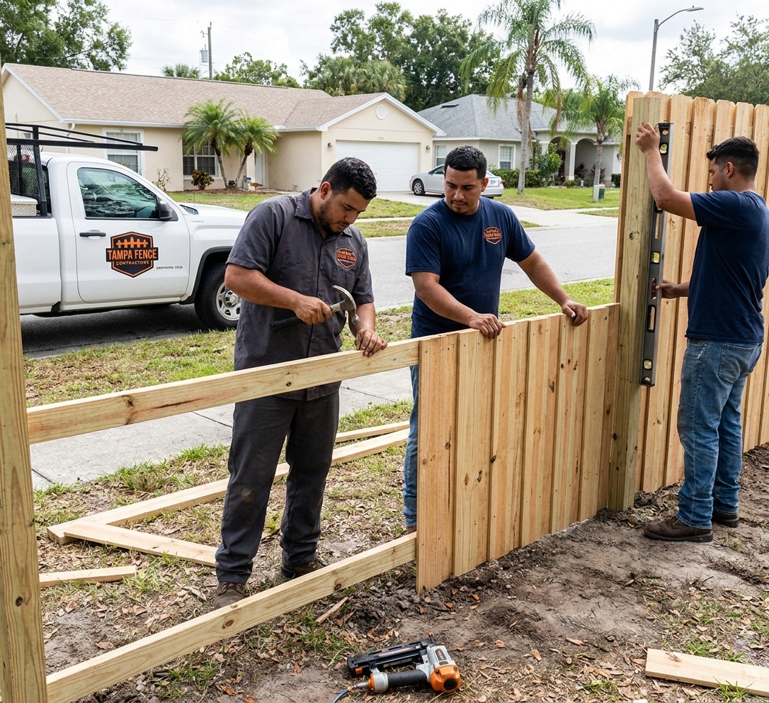 Tampa Fence Contractors crew at work