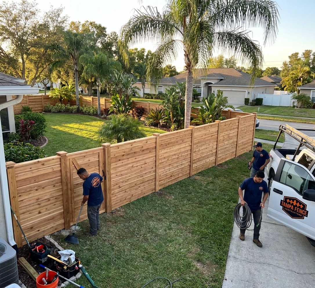 Custom wood privacy fence in Tampa