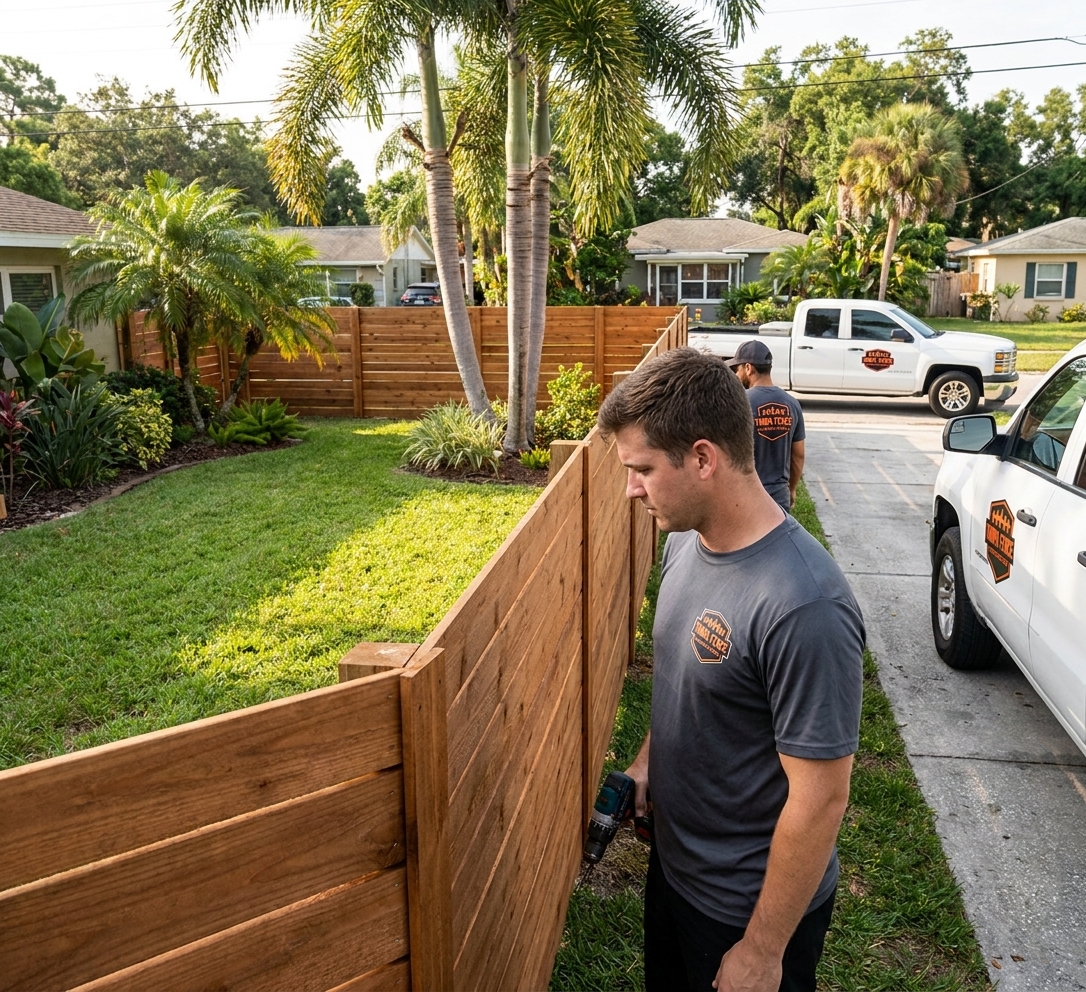 Wood privacy fence built by Tampa Fence Contractors